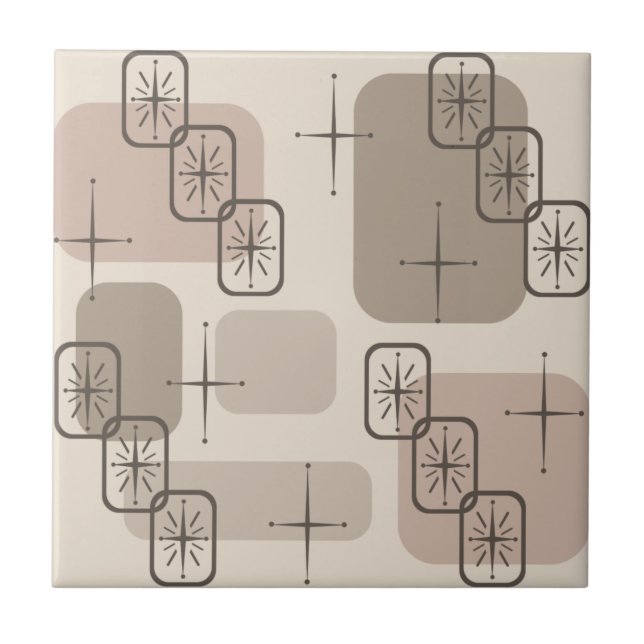 Mid Century Modern Sputnik Taupe Kakelplatta (Framsidan)