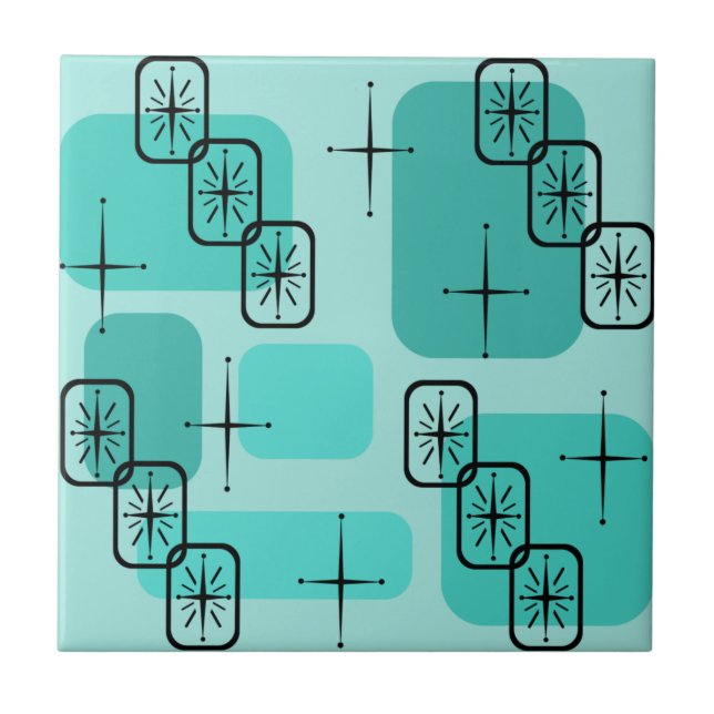 Mid Century Modern Sputnik Turcos Kakelplatta (Framsidan)