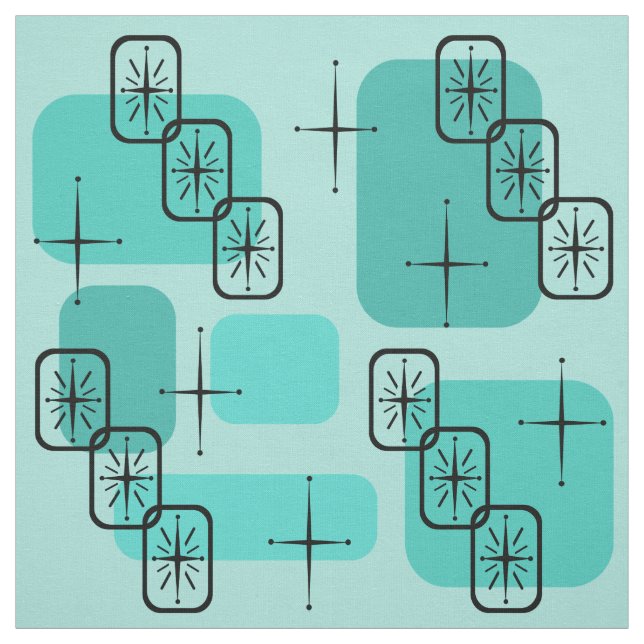 Mid Century Modern Sputnik Turcos Tyg (Provkarta)