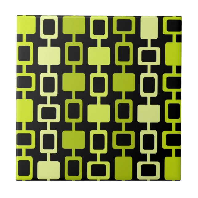 Mid Century Modern Square Columns Black Chartreuse Kakelplatta (Framsidan)