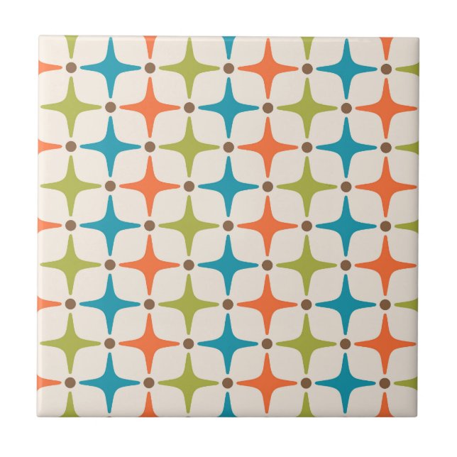 Mid Century Modern Star Mönster Kakelplatta (Framsidan)