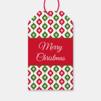 Mid century modern star retro Christmas ornament Presentetikett