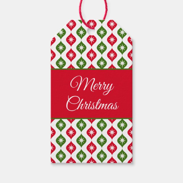 Mid century modern star retro Christmas ornament Presentetikett (Framsidan)