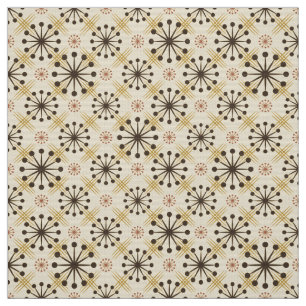 Mid Century Modern Starburst Brown Clay Mönster Tyg