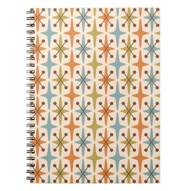Mid Century Modern Starburst Mönster Anteckningsbok (Framsidan)