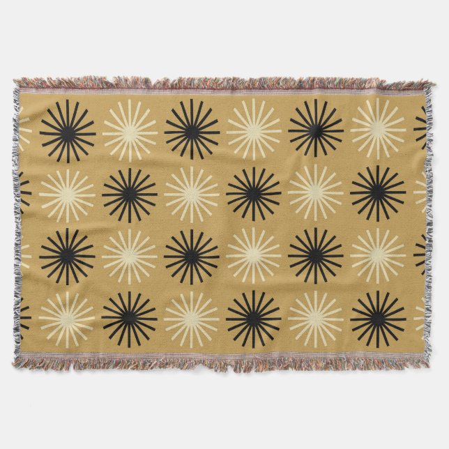 Mid Century Modern Starburst Mönster Filt (Framsidan)