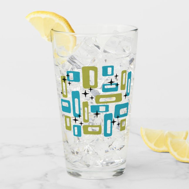 Mid Century Modern Starburst Mönster Glaskopp (Framsida Ice)