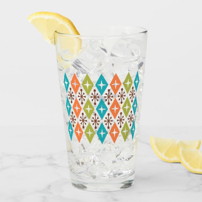 Mid Century Modern Starburst Mönster Glaskopp (Framsida Ice)