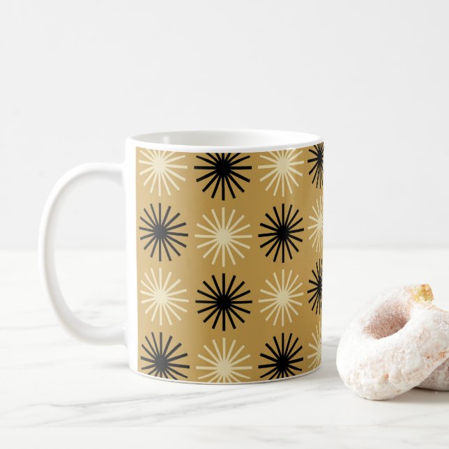 Mid Century Modern Starburst Mönster Kaffemugg (Med munk)