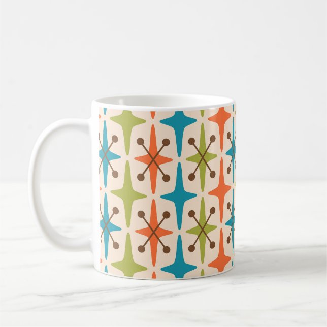 Mid Century Modern Starburst Mönster Kaffemugg (Vänster)