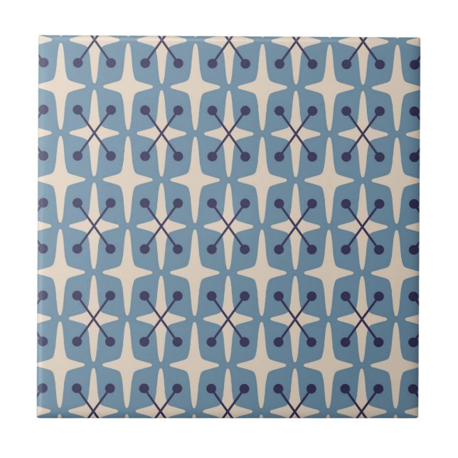 Mid Century Modern Starburst Mönster Kakelplatta (Framsidan)