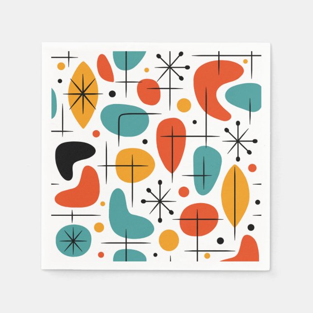 Mid Century Modern Starburst Mönster Pappersservett (Framsidan)