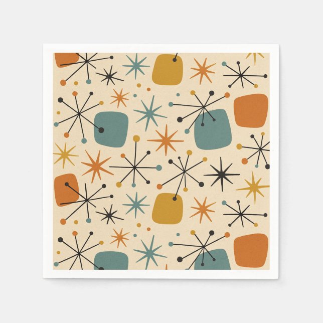 Mid Century Modern Starburst Mönster Pappersservett (Framsidan)