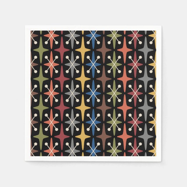 Mid Century Modern Starburst Mönster Pappersservett (Framsidan)