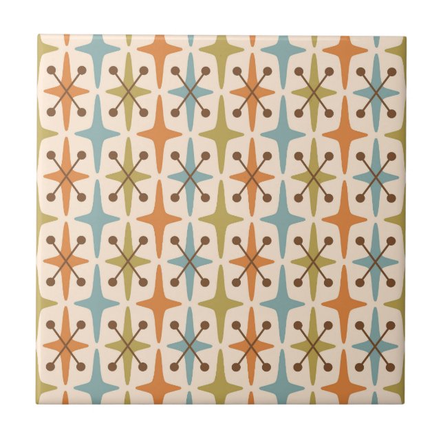Mid Century Modern Starburst Mönster Pillowcase Kakelplatta (Framsidan)