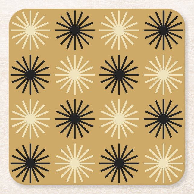 Mid Century Modern Starburst Mönster Underlägg Papper Kvadrat (Framsidan)