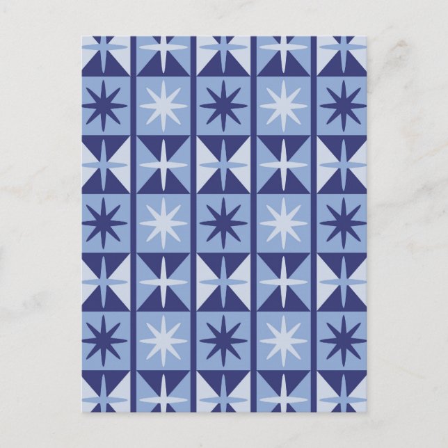 Mid Century Modern Starburst Mönster Vykort (Framsida)