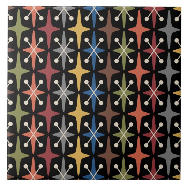 Mid Century Modern Starburst Pattern Kakelplatta (Framsidan)