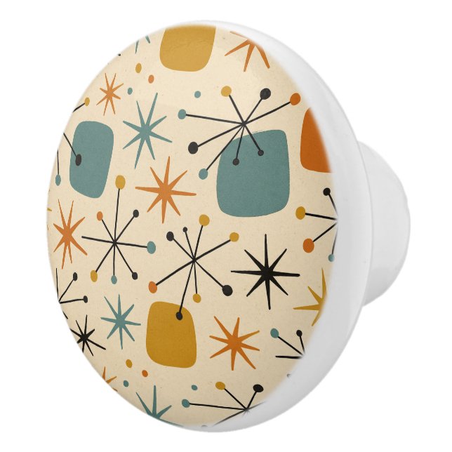 Mid Century Modern Starburst Pattern Knopp (Höger)