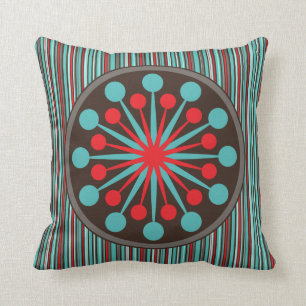 Mid Century Modern Starburst Turcos Red Rand Kudde