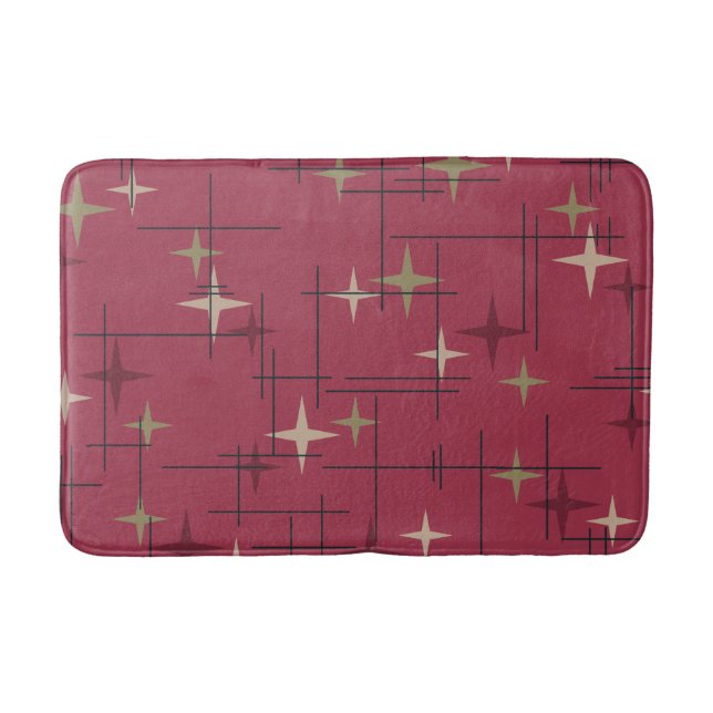 Mid Century Modern Stars Maroon Badrumsmatta (Framsidan)
