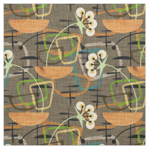 Mid Century Modern Stil Blommor i Wood Bowls Tyg