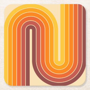 Mid Century Modern Stil Underlägg Papper Kvadrat