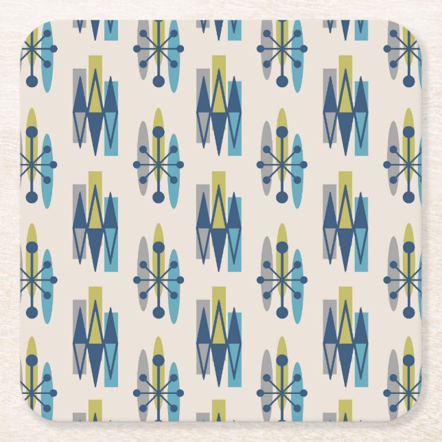 Mid Century Modern Stil Underlägg Papper Kvadrat (Framsidan)