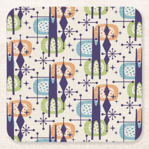 Mid Century Modern Stil Underlägg Papper Kvadrat