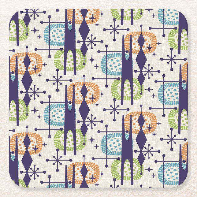 Mid Century Modern Stil Underlägg Papper Kvadrat (Framsidan)