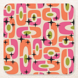Mid Century Modern Stil Underlägg Papper Kvadrat