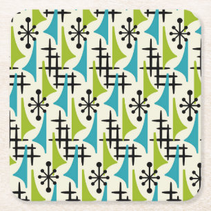 Mid Century Modern Stil Underlägg Papper Kvadrat
