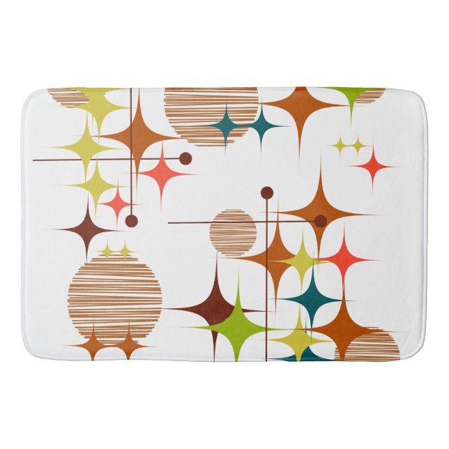 Mid Century Modern Stjärnburstar och Globbar Badrumsmatta (Framsidan)