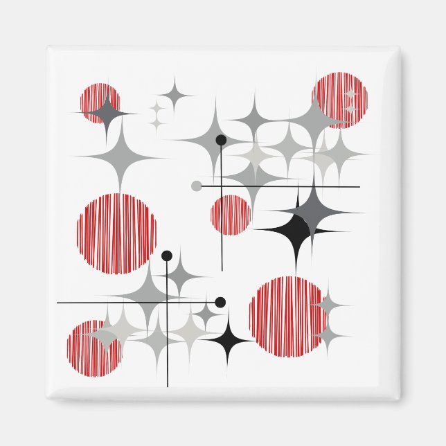 Mid Century Modern Stjärnburstar och klot Magnet (Framsidan)