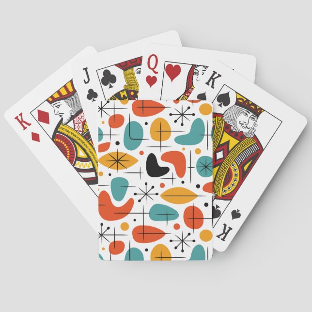 Mid Century Modern Stjärnburstmönster Casinokort (Baksidan)