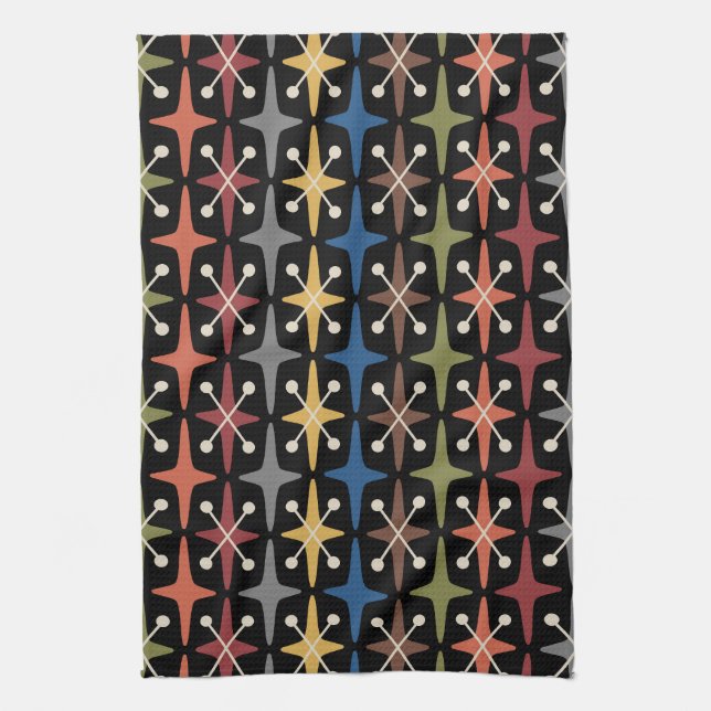 Mid Century Modern Stjärnburstmönster Kökshandduk (Vertikal)