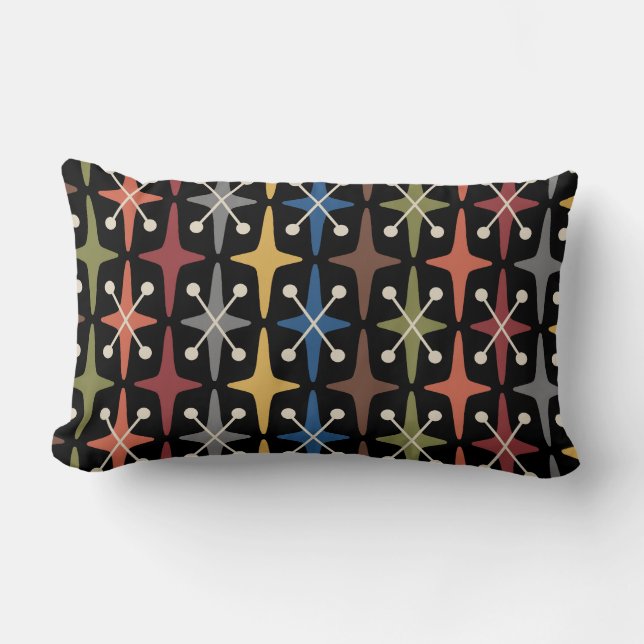 Mid Century Modern Stjärnburstmönster Lumbarkudde (Framsida)