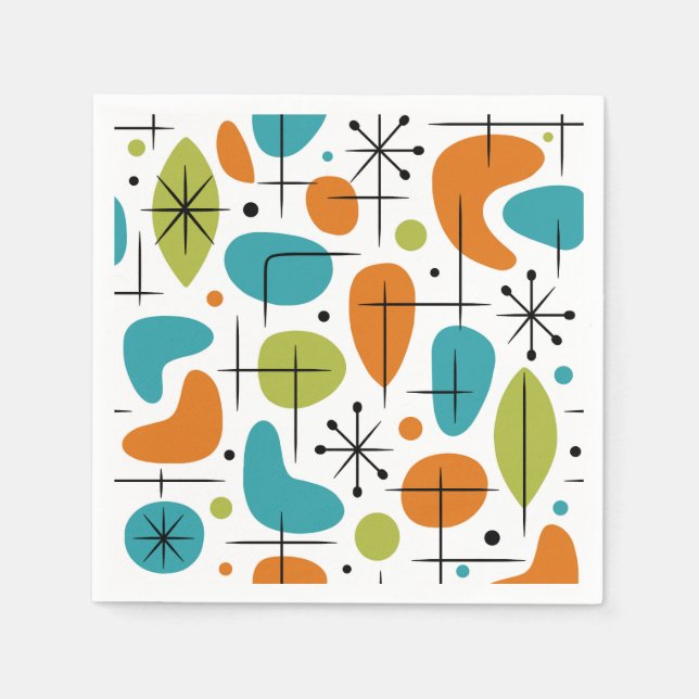 Mid Century Modern Stjärnburstmönster Pappersservett (Framsidan)