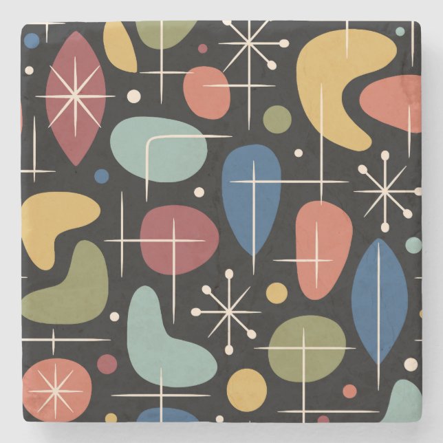 Mid Century Modern Stjärnburstmönster Stenunderlägg (Framsidan)