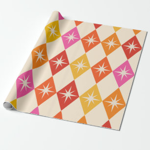 Mid Century Modern Stjärnexplosioner på Retro Ruto Presentpapper