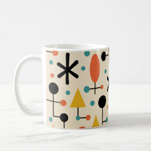 Mid Century Modern Stjärnknall Mönster Kaffemugg