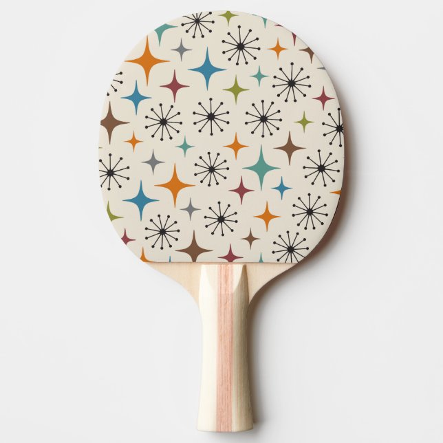 Mid Century Modern Stjärnknall Mönster Pingisracket (Framsidan)