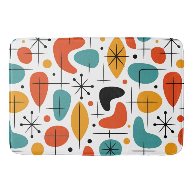 Mid Century Modern Stjärnknopp Mönster Badrumsmatta (Framsidan)