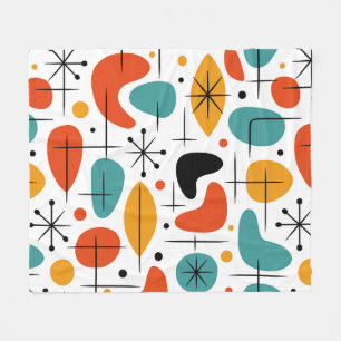 Mid Century Modern Stjärnknopp Mönster Fleecefilt