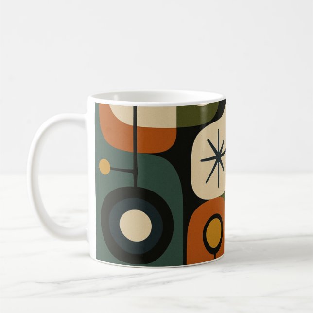 Mid Century Modern Stjärnknopp Mönster Kaffemugg (Vänster)