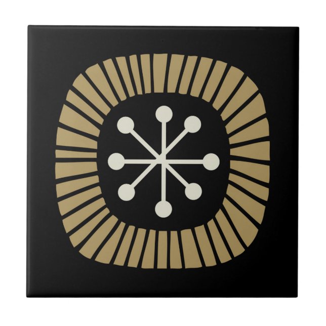 Mid Century Modern Stjärnknopp Mönster Kakelplatta (Framsidan)