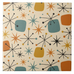Mid Century Modern Stjärnknopp Mönster Kakelplatta