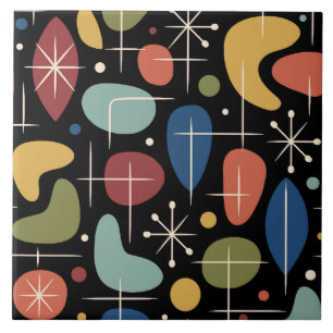 Mid Century Modern Stjärnknopp Mönster Kakelplatta