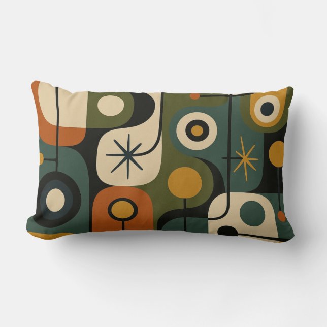 Mid Century Modern Stjärnknopp Mönster Lumbarkudde (Framsida)