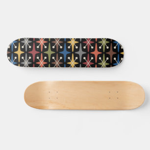Mid Century Modern Stjärnknopp Mönster Mini Skateboard Bräda 18,5 Cm